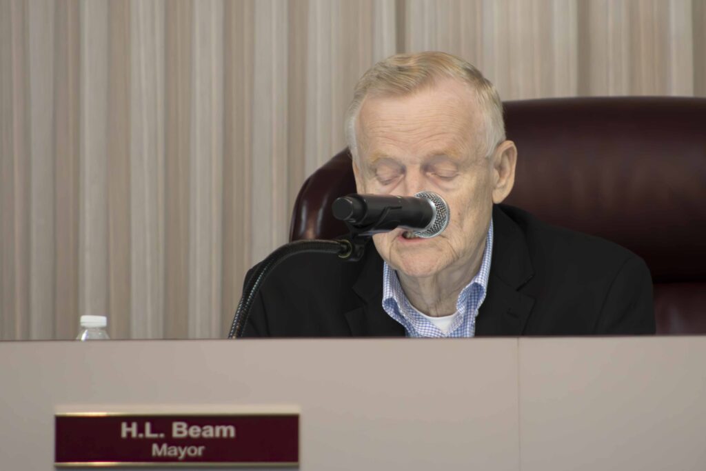 Mayor H.L. Beam addressing the Cherryville Council during the Oct. 14th meeting. 