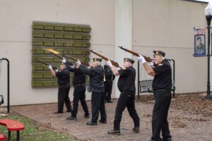 Cherryville NC Veterans firing their guns for the ceremony.