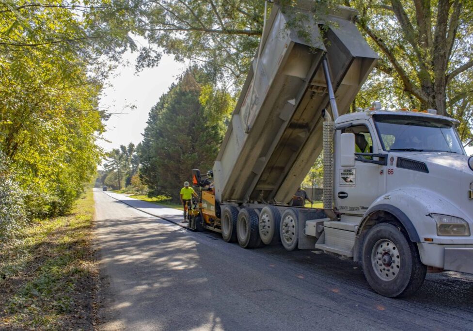 Workers paving Benja Street in Cherryville NC.