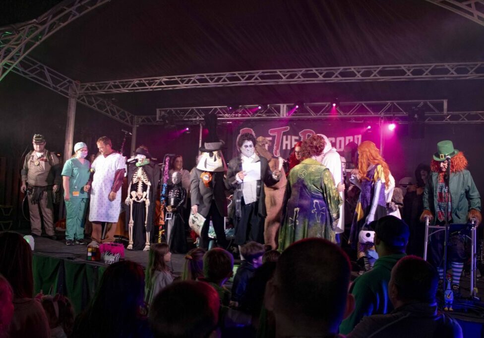 The contestants on stage during Scaryville's costume contest.