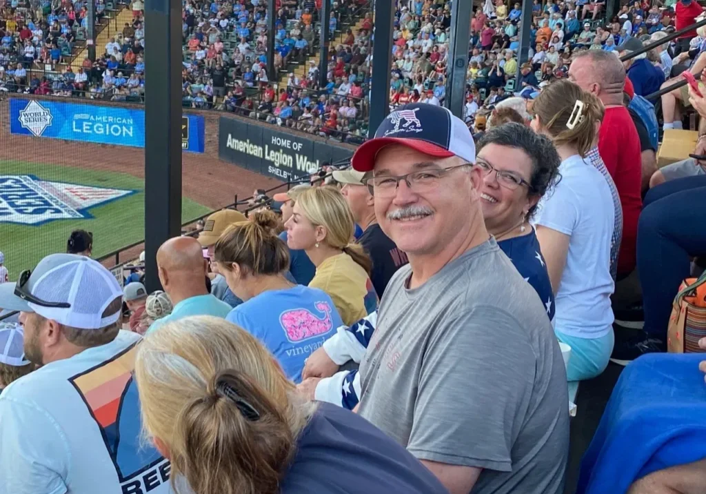 Todd Landers and his wife Donna from Bessemer City, NC - Veterans Field at Keeter Stadium, Shelby NC 8-20-2024 by Roger Sigmon (WNN)