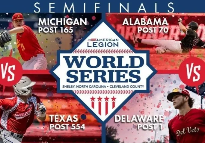 A poster of the 2 0 1 9 american legion world series.